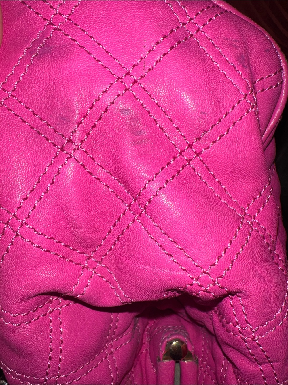 Marc Jacobs Stam Barbie pink Quilted Kiss Lock Snap Closure Satchel Purse Y2K … - Picture 12 of 12